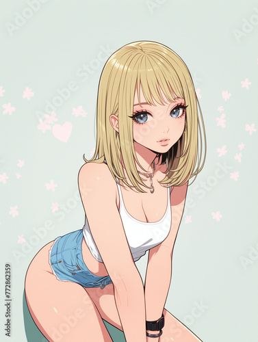 タンクトップ姿の女性イラストレーション