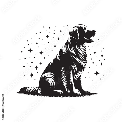 Golden Retriever Silhouette: Graceful Canine Profile in Vector Illustration- Golden Retriever black vector stock.