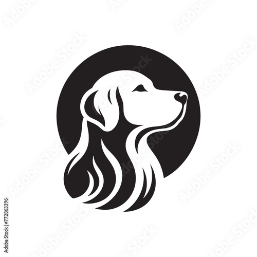 Golden Retriever Silhouette: Graceful Canine Profile in Vector Illustration- Golden Retriever black vector stock.