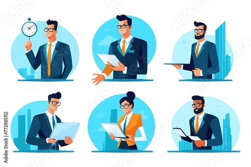 set business flat vector illustration design style concept. for graphic and web page banners. cartoon character design.