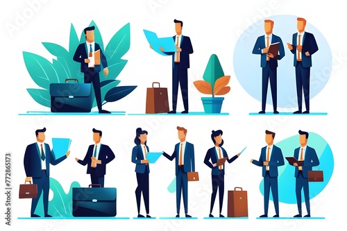 set business flat vector illustration design style concept. for graphic and web page banners. cartoon character design.