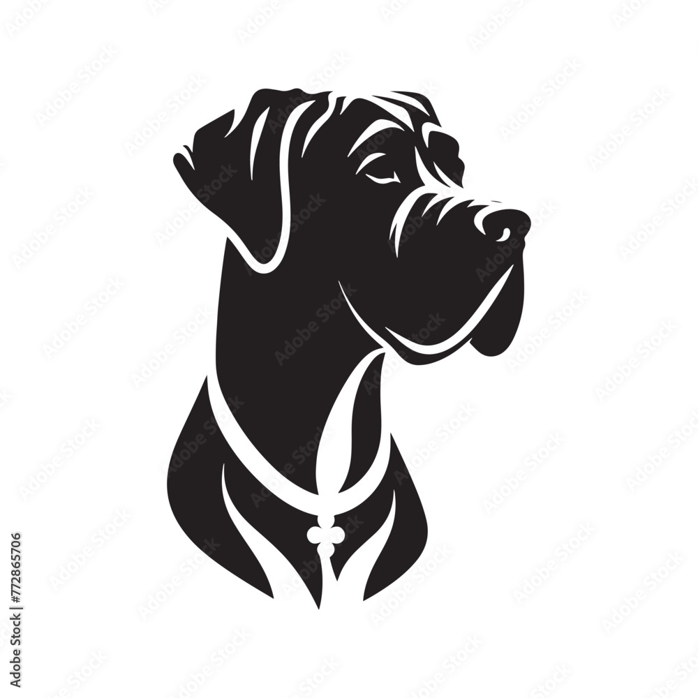 Fototapeta premium Graceful Great Dane Dog Silhouette: Majestic Canine Profile Illustration- Great Dane Black Vector Stock.