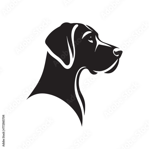 Graceful Great Dane Dog Silhouette: Majestic Canine Profile Illustration- Great Dane Black Vector Stock.