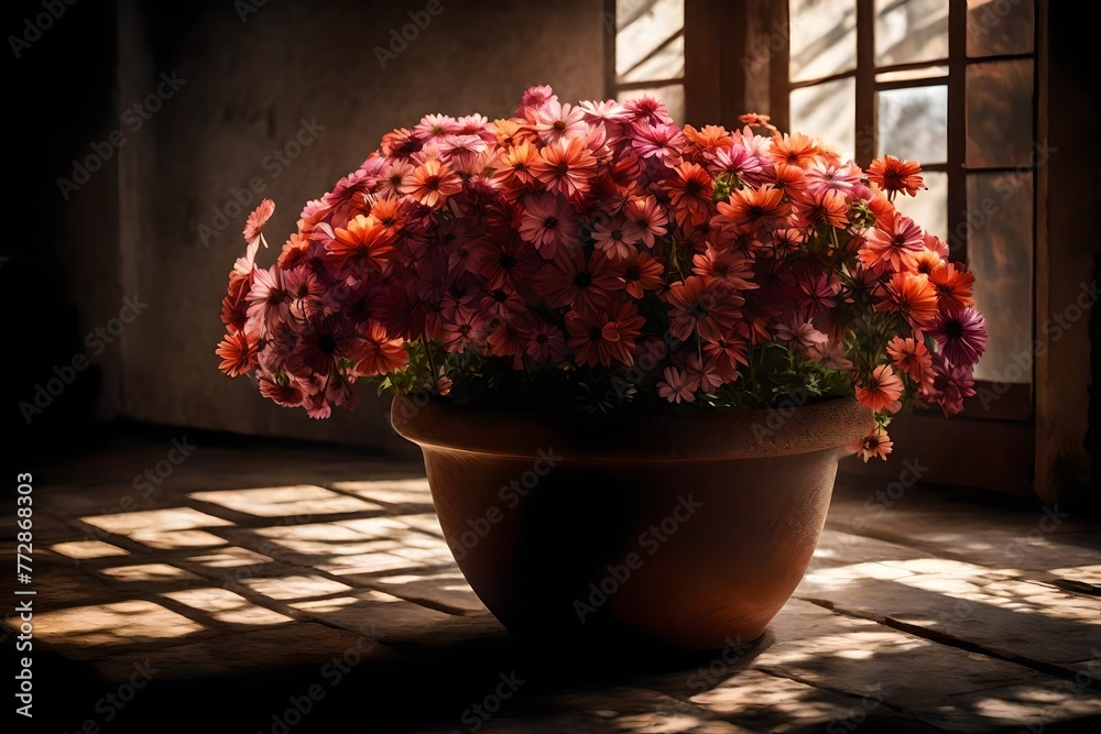 Still life with flowers and light, Generated using AI
