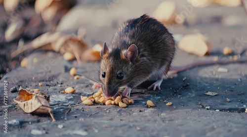 Rats find food in the city image.