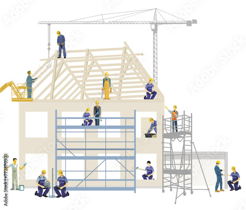 Handwerker auf der Baustelle,  illustration