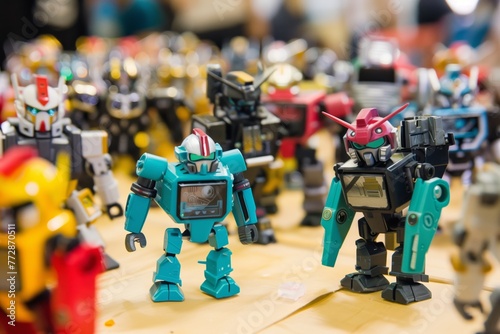 Wallpaper Mural group of mini robot toys assembled on a table for a robotics club Torontodigital.ca