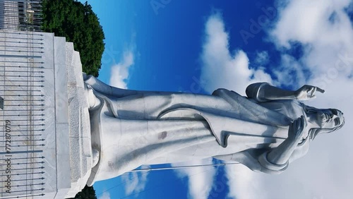 HAVANA, CUBA - DECEMBER 20, 2023: The Havana Christ. A large sculpture of Jesus of Nazareth in white Carrara marble, located on a hilltop in Casablanca, Cuba. photo