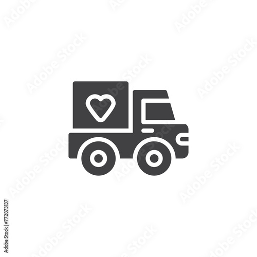 Delivery truck with donation vector icon