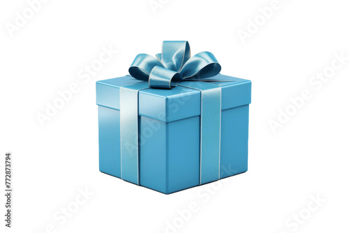 Blue Gift Box With Bow - Present for Special Occasions. On a White or Clear Surface PNG Transparent Background.. © Usama