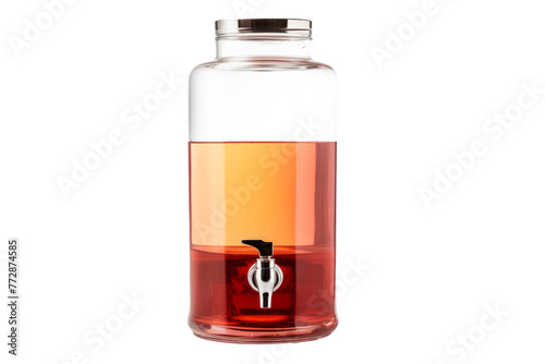 Bottle Filled With Liquid on Table. On a White or Clear Surface PNG Transparent Background..