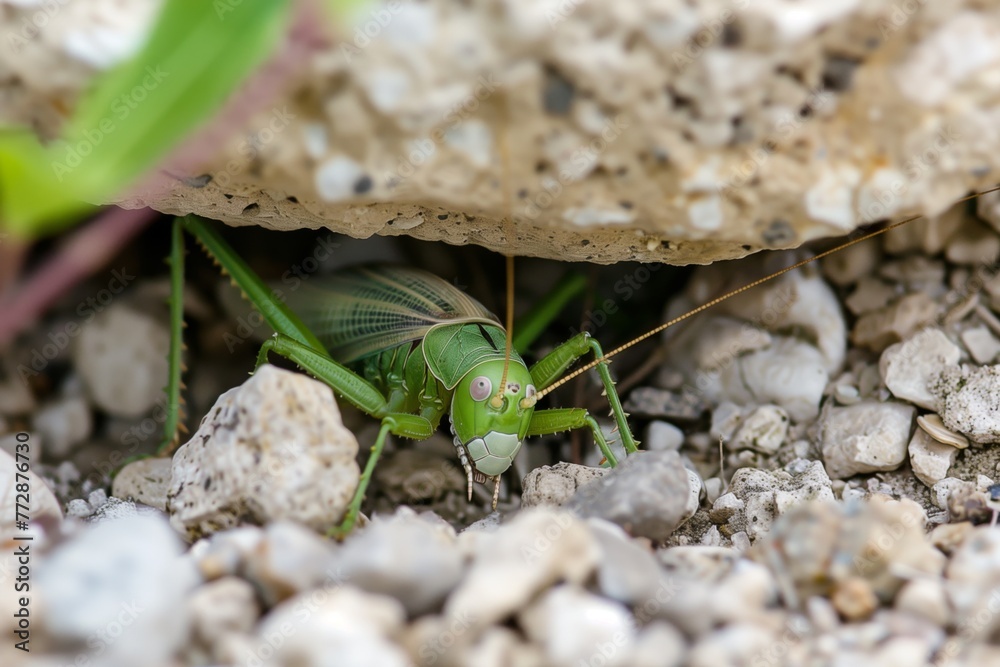 cricket hiding under a small rock cricket hiding under a small rock