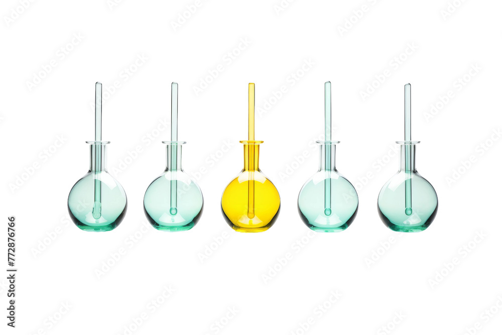 Three Vases Arranged Neatly. On a White or Clear Surface PNG Transparent Background.. Three Vases Arranged Neatly. On a White or Clear Surface PNG Transparent Background..
