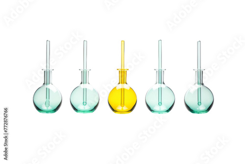 Three Vases Arranged Neatly. On a White or Clear Surface PNG Transparent Background..