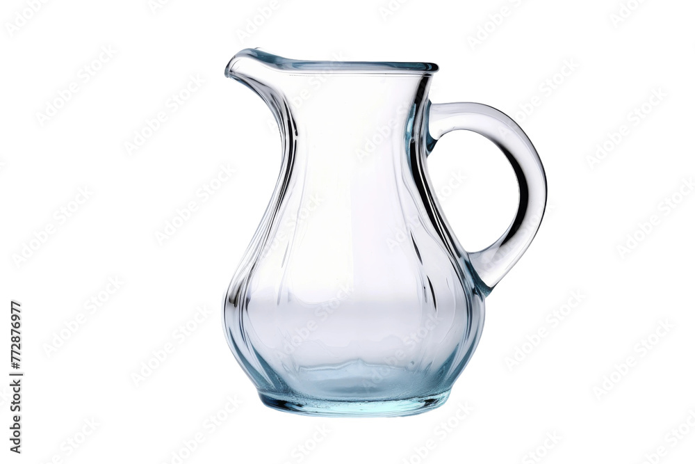 Glass Pitcher With Handle on White Background. On a White or Clear Surface PNG Transparent Background.. Glass Pitcher With Handle on White Background. On a White or Clear Surface PNG Transparent Background..