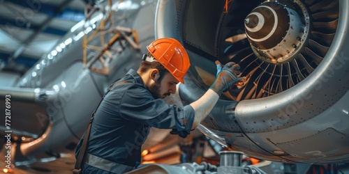 HR, Job and career concept with plane mechanic  photo