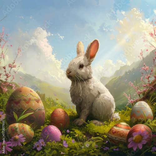 easter bunny and easter eggs
