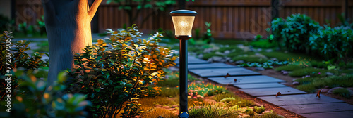 Eco-Friendly Lighting: A Garden Path Gently Lit by Solar Lamps, Combining Sustainability with Aesthetic Beauty in Landscaping