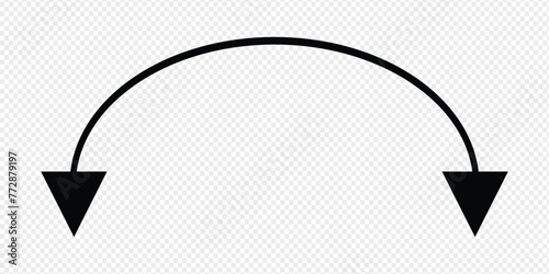 Dual semi circle arrow. Vector illustration. Semicircular curved thin long double ended arrow. Semicircular curved thin long double ended arrow. Dual sided arrow Vector. thin long two sided arrow 19