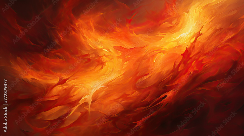 A fiery, dynamic background showing the flow of thermal energy in bright orange and red tones, resembling a blazing inferno Ai Generative