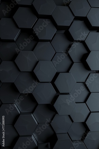 3D Geometric Dark Hexagonal Pattern Design