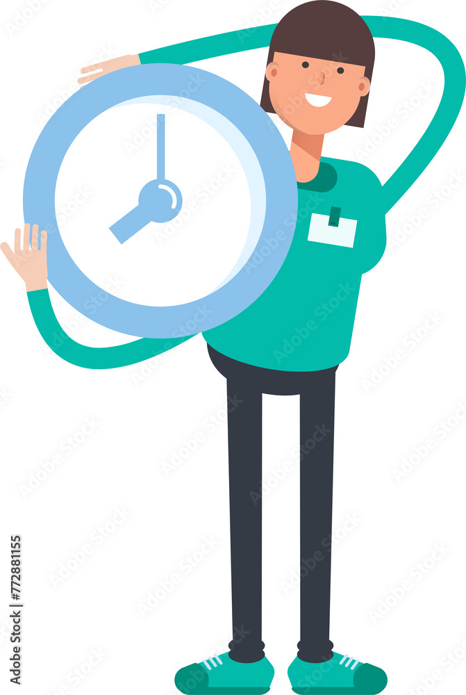 Woman Staff Character Holding Clock
Woman Staff Character Holding Clock