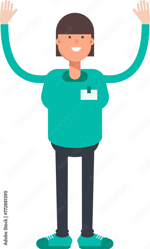 Woman Staff Character Raising Hands
Woman Staff Character Raising Hands