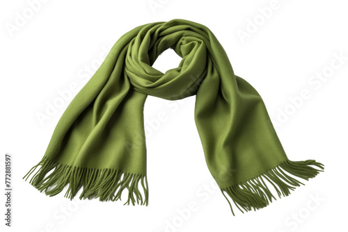 Green Scarf on White Background. On a White or Clear Surface PNG Transparent Background..