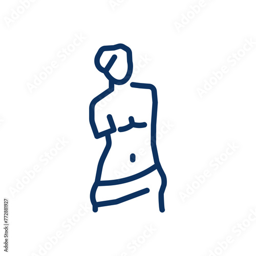 Classical Art Museums Icon. Simple Line Illustration of a Sculpture, Representing Fine Arts, Cultural Heritage, and Museum Galleries.