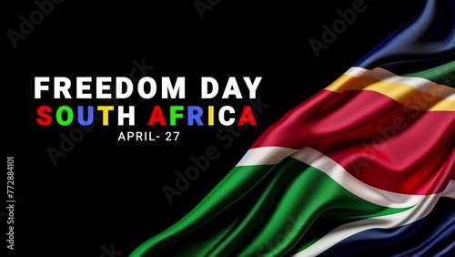 Freedom day. south Africa flag and hand motion.