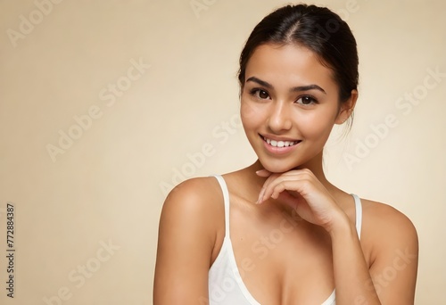 Young Woman with Fresh Healthy Skin Beauty Portrait