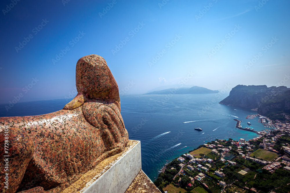 statue of a sphinx in Capri island, italy - obrazy, fototapety, plakaty 