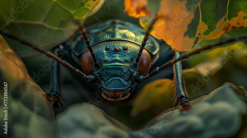 bug on a leaf, macro photograph of a bug