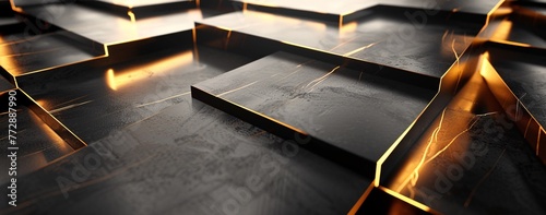 Glowing Black Marble Tiles A Modern Interior Design Trend Generative AI