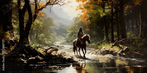Visualize a horse with a long, flowing tail, with its graceful movements and elegant strides, photo