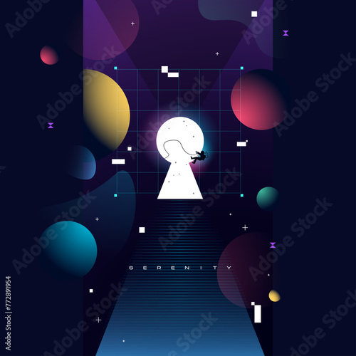 Universe background for presentation design. Brochure template with space elements. Minimalistic color space. Universe exploration concept. (ID: 772891954)