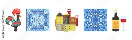 Portugal Famous Object and Culture Item Vector Set