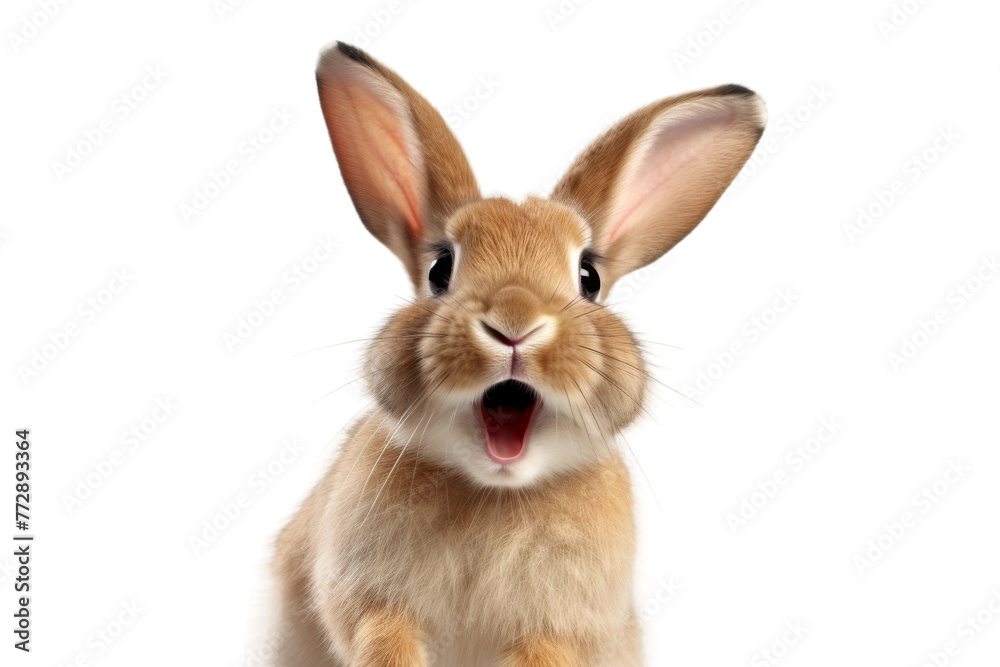 Brown Rabbit With Mouth Wide Open. On a White or Clear Surface PNG Transparent Background.. Brown Rabbit With Mouth Wide Open. On a White or Clear Surface PNG Transparent Background..