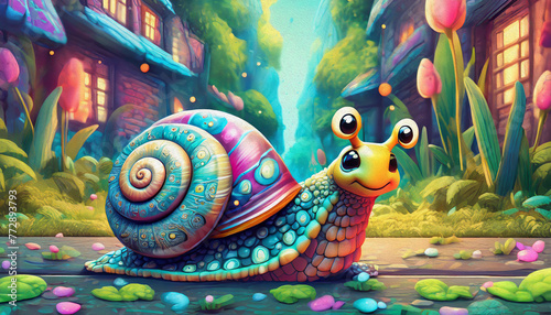 Oil painting style snail © stefanelo
