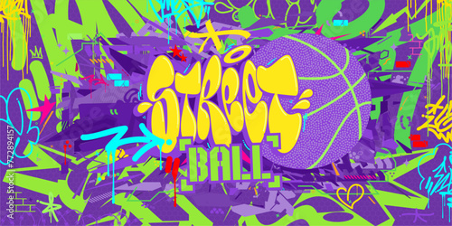 Cool Abstract Hip Hop Urban Street Art Graffiti Style Basketball Vector Illustration