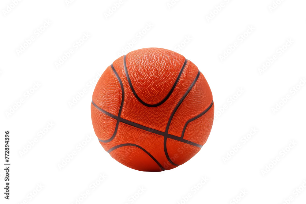 Bright Orange Basketball on a White Background. On a White or Clear Surface PNG Transparent Background..
