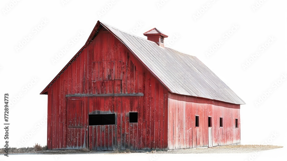 Traditional American Red Barn. Generative AI Traditional American Red Barn. Generative AI