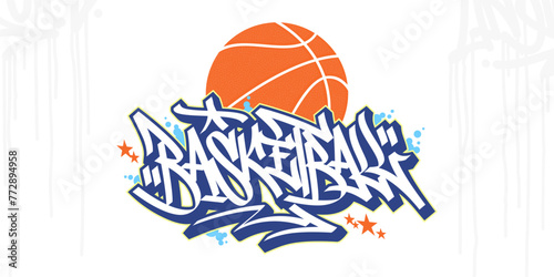 Abstract Hip Hop Urban Street Art Graffiti Style Word Basketball Vector Illustration