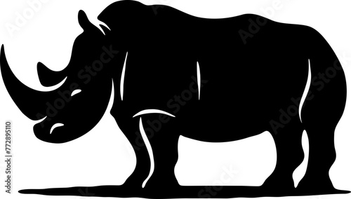 Rhino animal silhouette noir, vecteur fond transparent