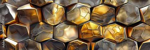 Golden geometric luxury, a metallic pattern exuding elegance and modern sophistication in abstract design
