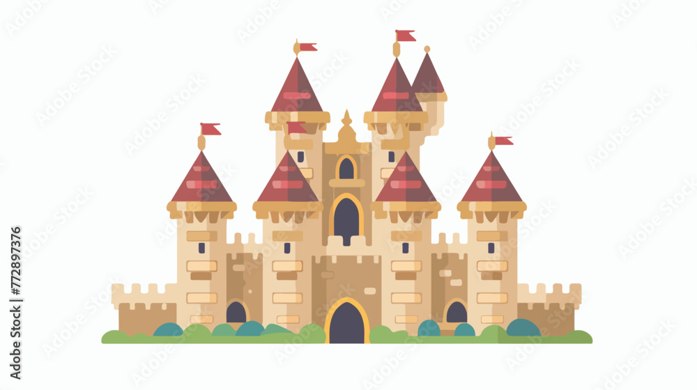 Castle building flat icon Flat vector isolated on white