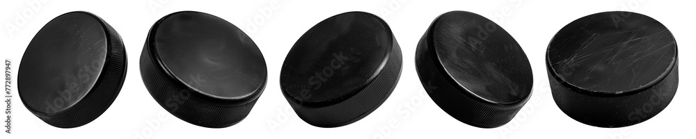 Naklejka premium Hockey pucks isolated on transparent or white background, png