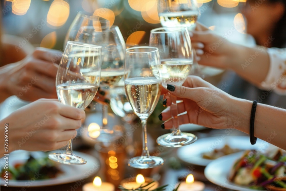 Young Adults Celebrating Together at a Lively Party, Enjoying Champagne Toasts and Laughter.