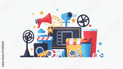 Cinema and movie design Flat vector isolated on white