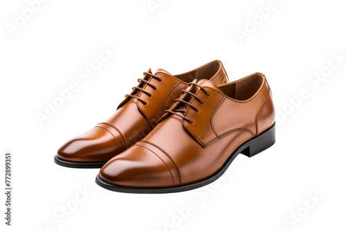 Brown Shoes on White Background.. On a White or Clear Surface PNG Transparent Background..